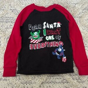 3T long sleeve Christmas shirt “Dear Santa I want one of EVERYTHING” black & red